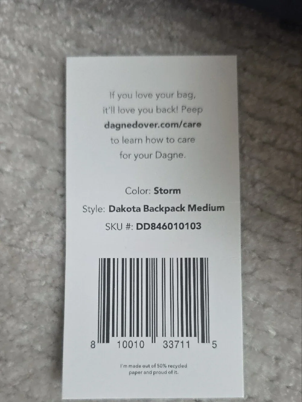 Dagne Dover Medium Dakota Backpack, Storm. NWT